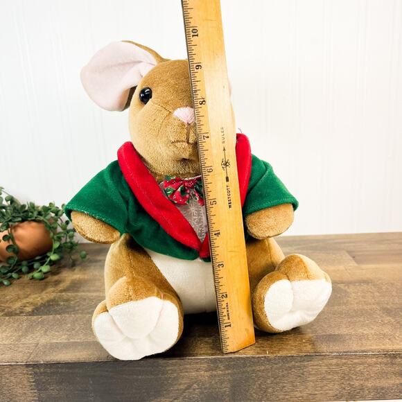 18” Vintage Christmas Velveteen Rabbit Plush Green Coat Commonwealth 1995 - Picture 3 of 8